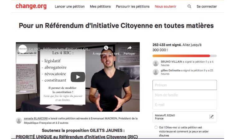 PÉTITION  « Pour un Référendum d'Initiative Citoyenne en toutes matières »