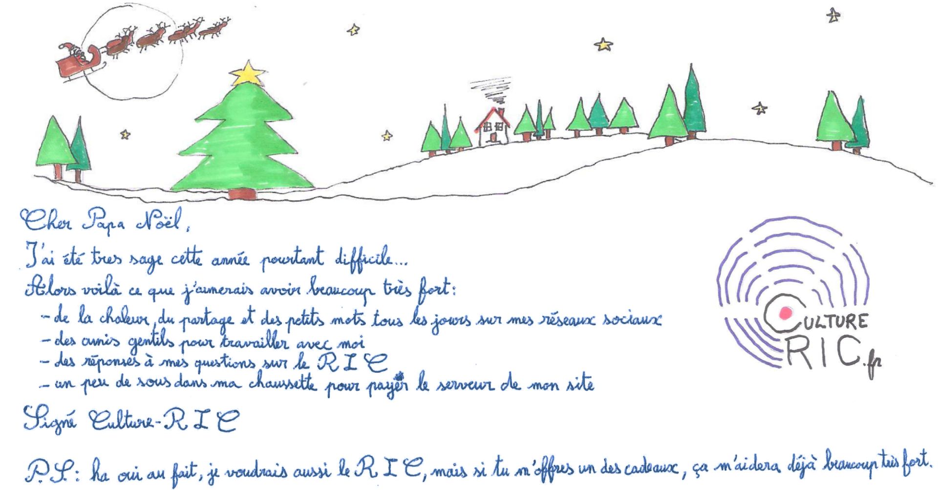 Lettre au Papa Noël signée les enfants de Culture-RIC 2020