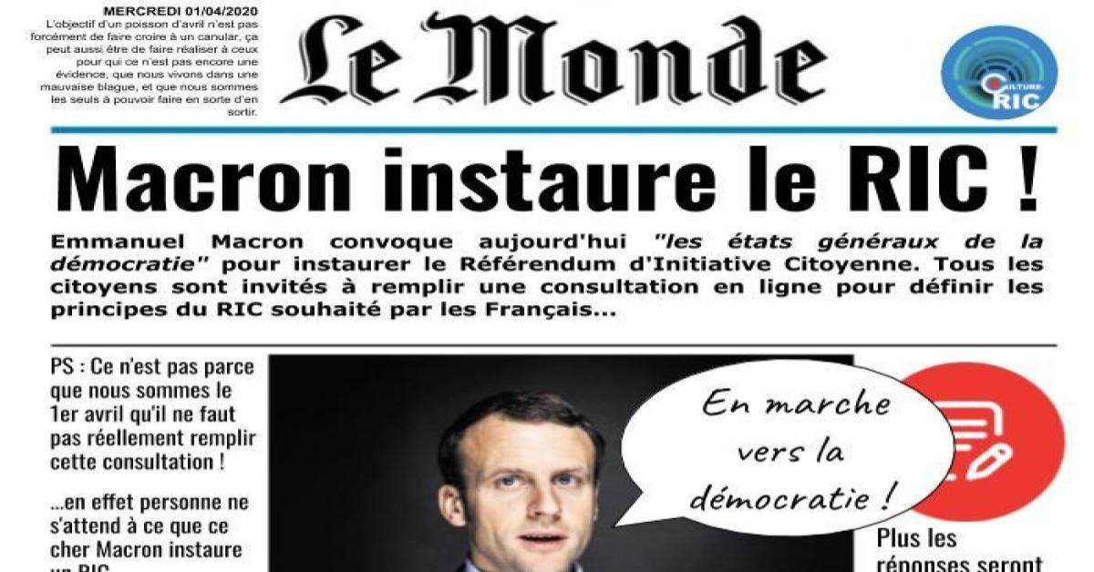 Poisson d'Avril : Macron instaure le RIC