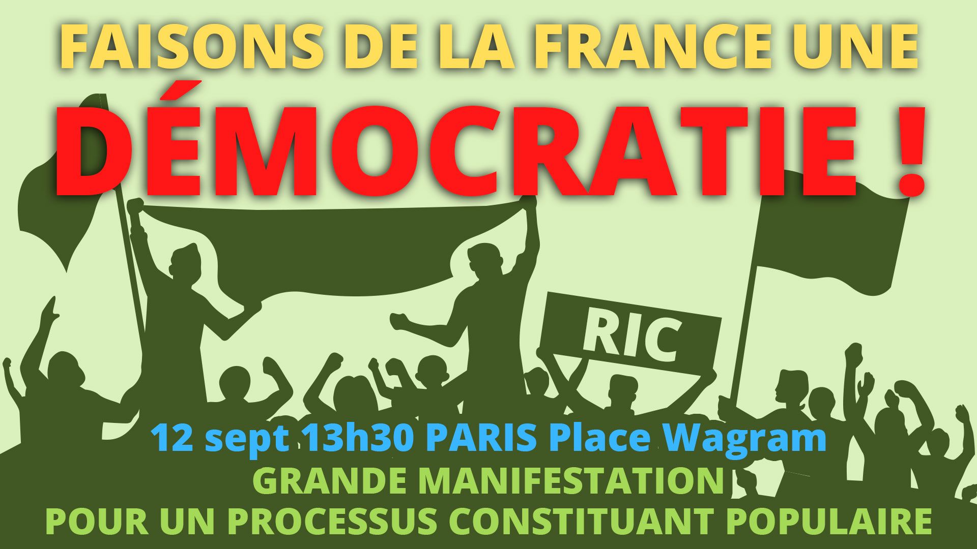 Manifestation Le PLAN B ce 12 septembre : FAISONS DE LA FRANCE UNE DÉMOCRATIE !