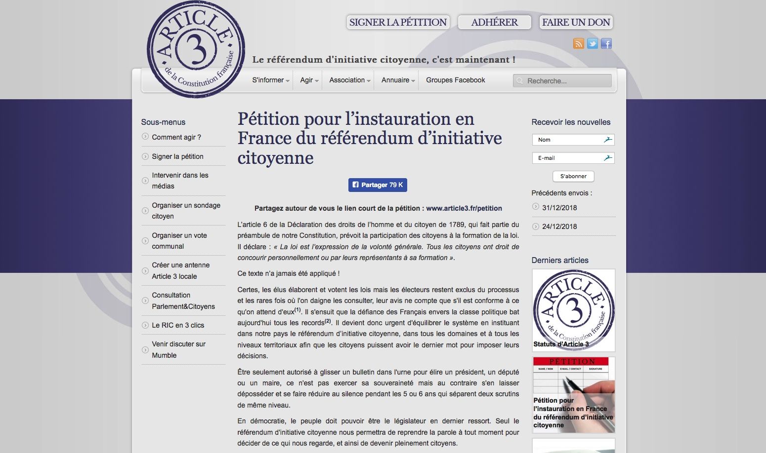 Pétition d'Article 3